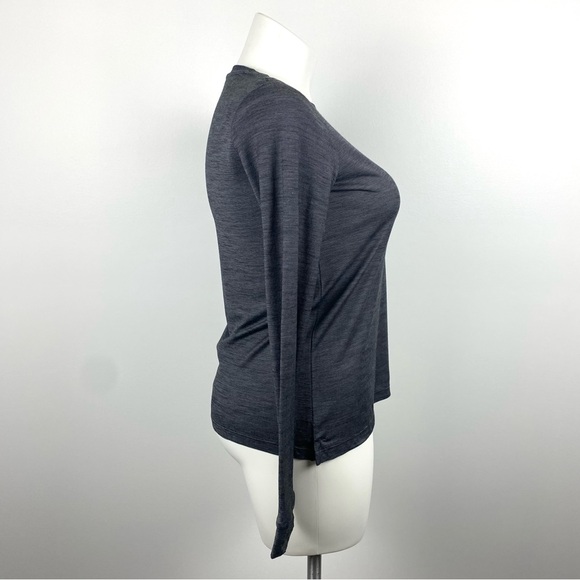 BOMBAS Dark Gray Long Sleeve Top Thumb Holes Merino Wool Blend Medium - Picture 9 of 12